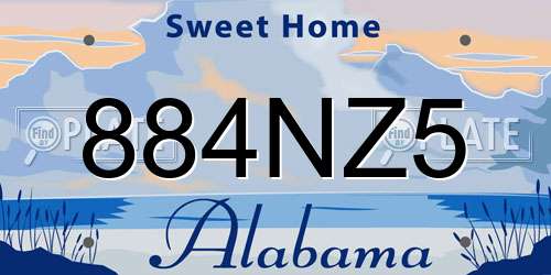 884NZ5 Alabama License Plate
