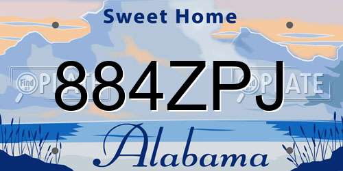 884ZPJ Alabama License Plate