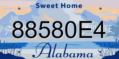 88580E4 Alabama License Plate