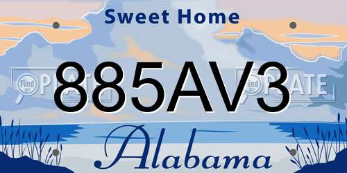 885AV3 Alabama License Plate