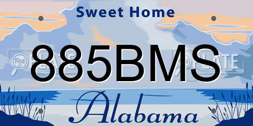 885BMS Alabama License Plate