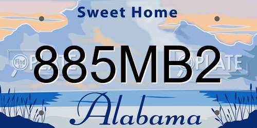 885MB2 Alabama License Plate