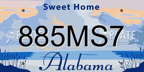 885MS7 Alabama License Plate