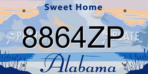8864ZP Alabama License Plate