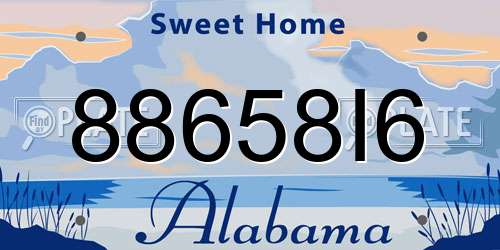 88658I6 Alabama License Plate