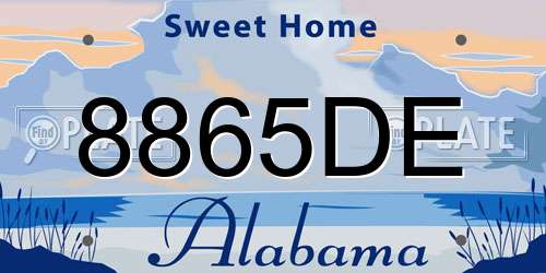 8865DE Alabama License Plate