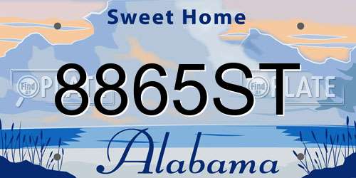 8865ST Alabama License Plate