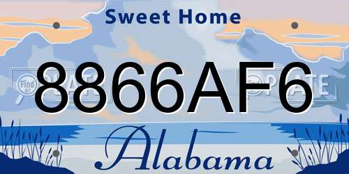 8866AF6 Alabama License Plate