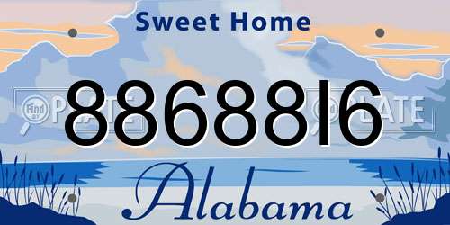 88688I6 Alabama License Plate