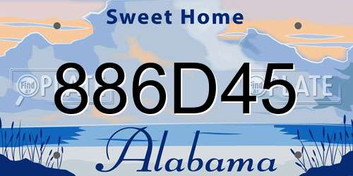 886D45 Alabama License Plate