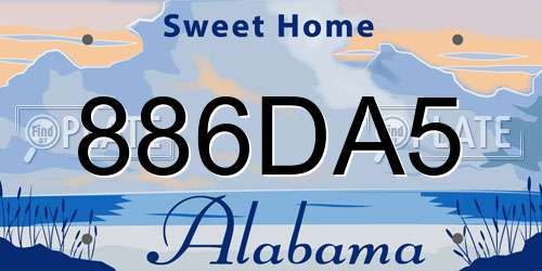 886DA5 Alabama License Plate