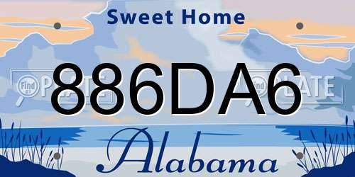 886DA6 Alabama License Plate