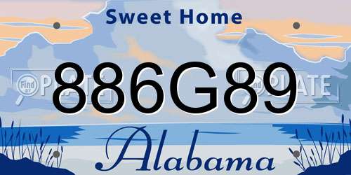 886G89 Alabama License Plate