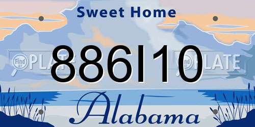 886I10 Alabama License Plate