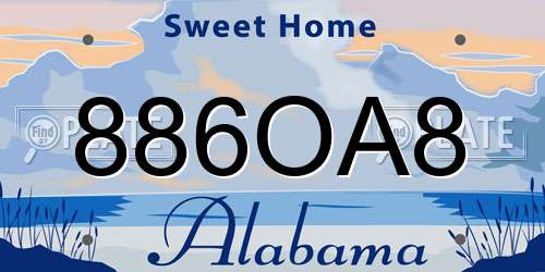 886OA8 Alabama License Plate
