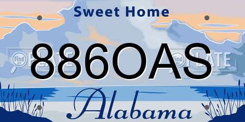 886OAS Alabama License Plate