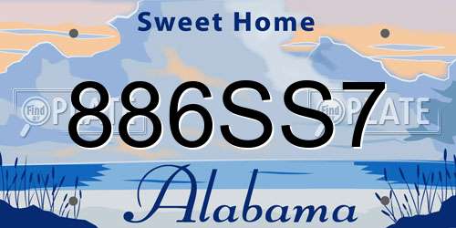 886SS7 Alabama License Plate