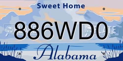 886WD0 Alabama License Plate