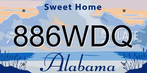886WDQ Alabama License Plate