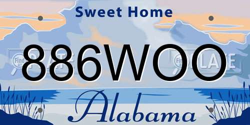 886WOO Alabama License Plate