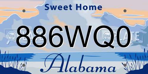 886WQ0 Alabama License Plate