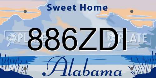 886ZDI Alabama License Plate