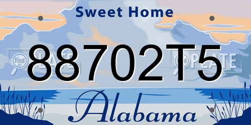 88702T5 Alabama License Plate
