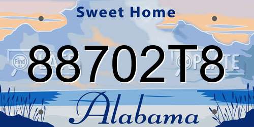 88702T8 Alabama License Plate