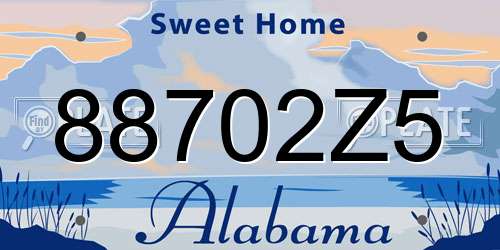 88702Z5 Alabama License Plate