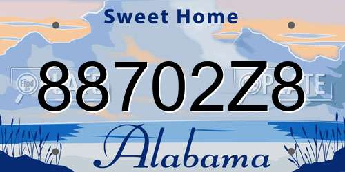 88702Z8 Alabama License Plate