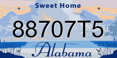 88707T5 Alabama License Plate