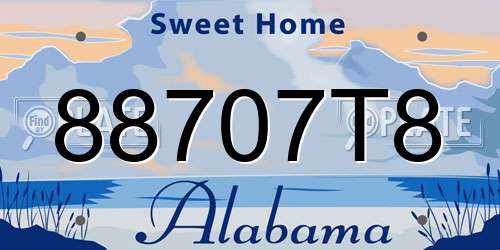88707T8 Alabama License Plate