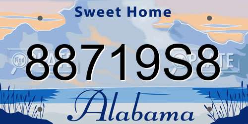 88719S8 Alabama License Plate