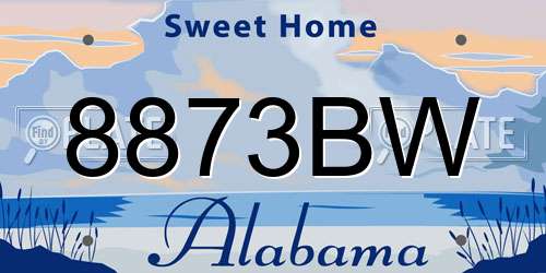 8873BW Alabama License Plate