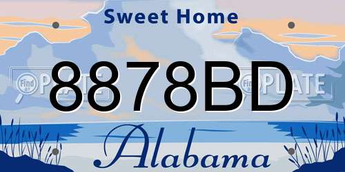 8878BD Alabama License Plate