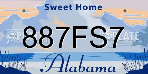 887FS7 Alabama License Plate