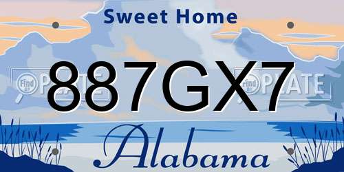 887GX7 Alabama License Plate