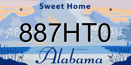 887HT0 Alabama License Plate
