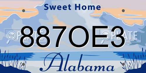 887OE3 Alabama License Plate