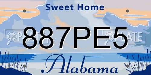 887PE5 Alabama License Plate