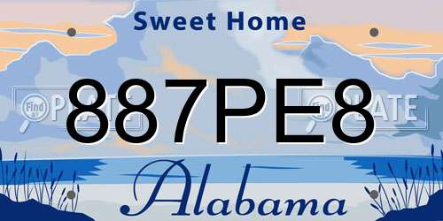 887PE8 Alabama License Plate