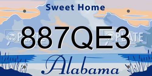 887QE3 Alabama License Plate