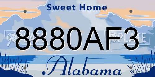 8880AF3 Alabama License Plate