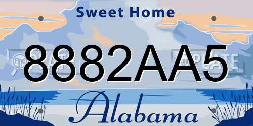 8882AA5 Alabama License Plate