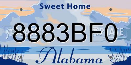 8883BF0 Alabama License Plate