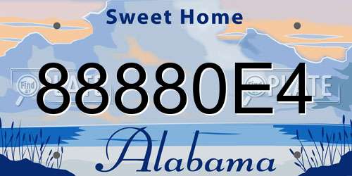 88880E4 Alabama License Plate