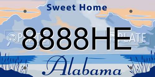 8888HE Alabama License Plate