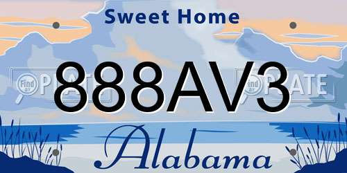 888AV3 Alabama License Plate