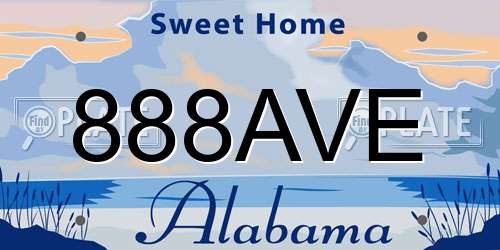 888AVE Alabama License Plate