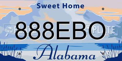 888EBO Alabama License Plate